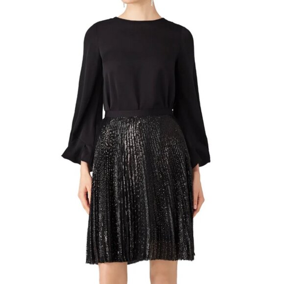 NWT Joie Jadian Pleated Sequin Sparkly A-Line Skirt Black 0 - Picture 2 of 16